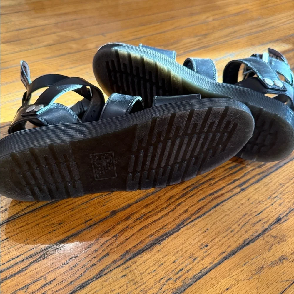 Rick Owen’s Dr. Martens Black Leather Buckle size 8 fits women 9 Sandals - Picture 3 of 7